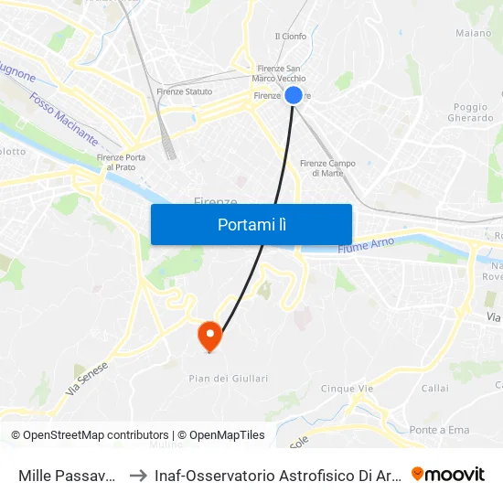 Mille Passavanti to Inaf-Osservatorio Astrofisico Di Arcetri map
