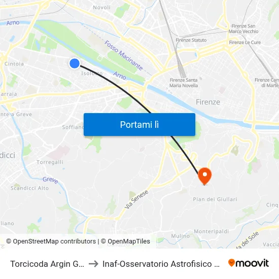 Torcicoda Argin Grosso to Inaf-Osservatorio Astrofisico Di Arcetri map