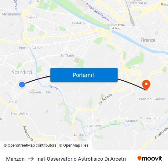 Manzoni to Inaf-Osservatorio Astrofisico Di Arcetri map