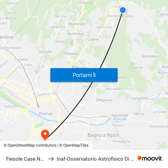 Fiesole Case Nuove to Inaf-Osservatorio Astrofisico Di Arcetri map