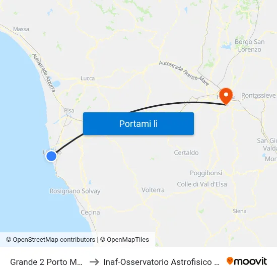 Grande 2 Porto Mediceo to Inaf-Osservatorio Astrofisico Di Arcetri map