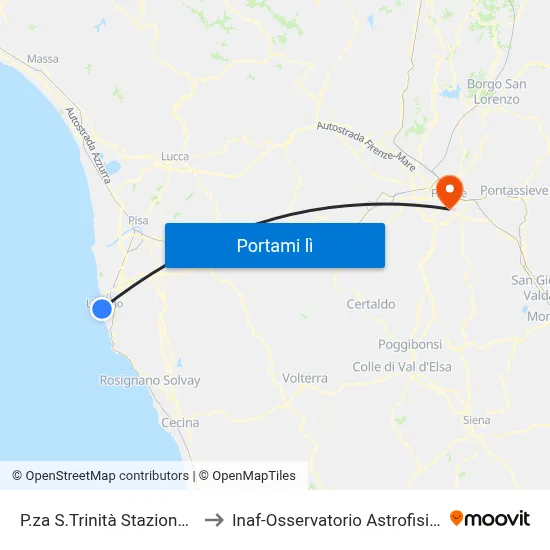 P.za S.Trinità Stazione Marittima to Inaf-Osservatorio Astrofisico Di Arcetri map