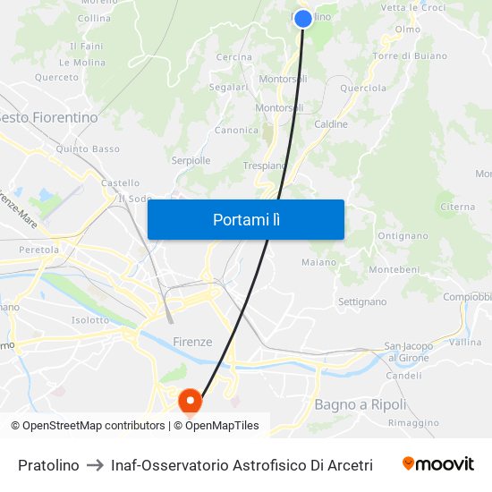 Pratolino to Inaf-Osservatorio Astrofisico Di Arcetri map