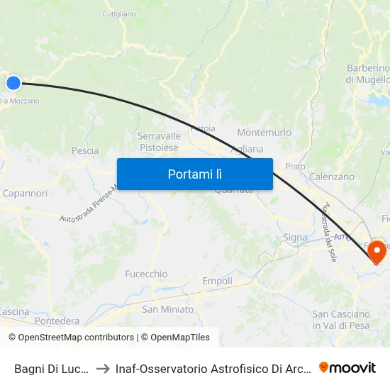 Bagni Di Lucca to Inaf-Osservatorio Astrofisico Di Arcetri map