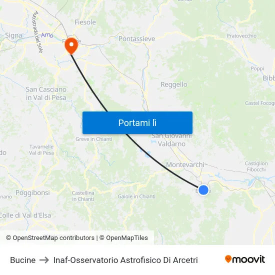 Bucine to Inaf-Osservatorio Astrofisico Di Arcetri map