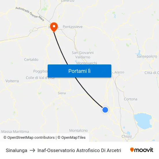 Sinalunga to Inaf-Osservatorio Astrofisico Di Arcetri map