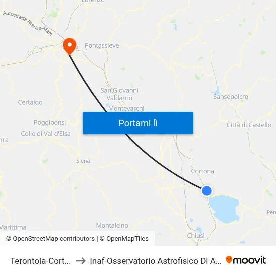 Terontola-Cortona to Inaf-Osservatorio Astrofisico Di Arcetri map
