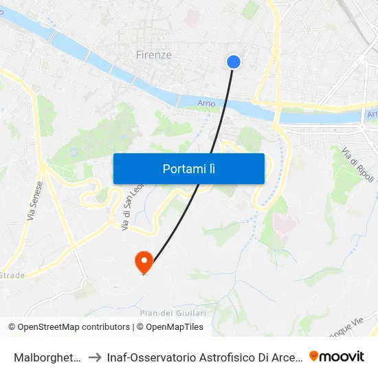 Malborghetto to Inaf-Osservatorio Astrofisico Di Arcetri map