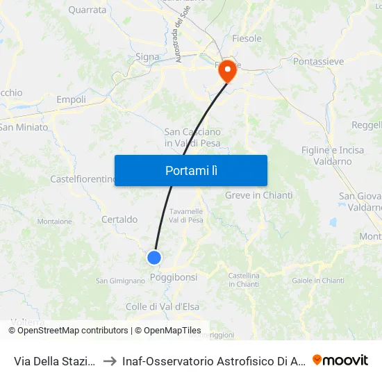 Via Della Stazione to Inaf-Osservatorio Astrofisico Di Arcetri map