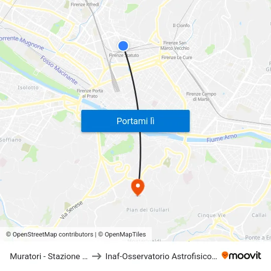 Muratori - Stazione Statuto to Inaf-Osservatorio Astrofisico Di Arcetri map