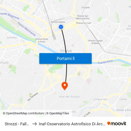 Strozzi - Fallaci to Inaf-Osservatorio Astrofisico Di Arcetri map