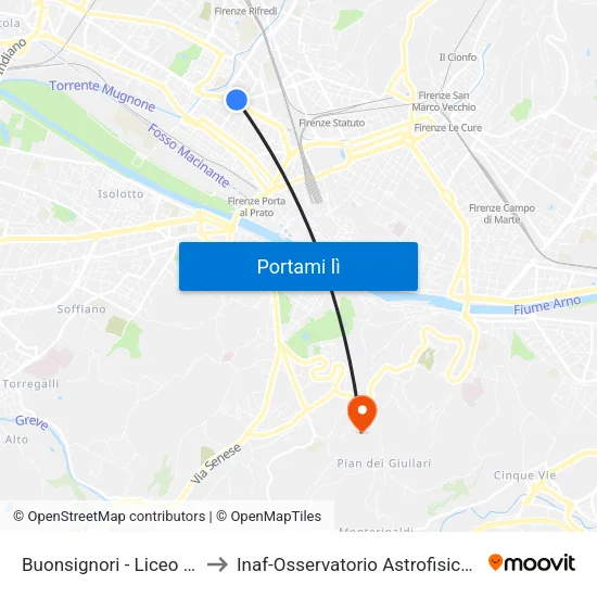 Buonsignori - Liceo Da Vinci to Inaf-Osservatorio Astrofisico Di Arcetri map