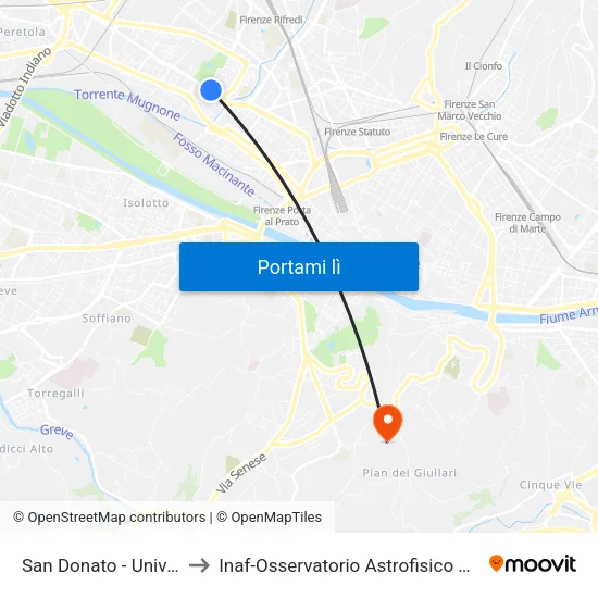 San Donato - Università to Inaf-Osservatorio Astrofisico Di Arcetri map