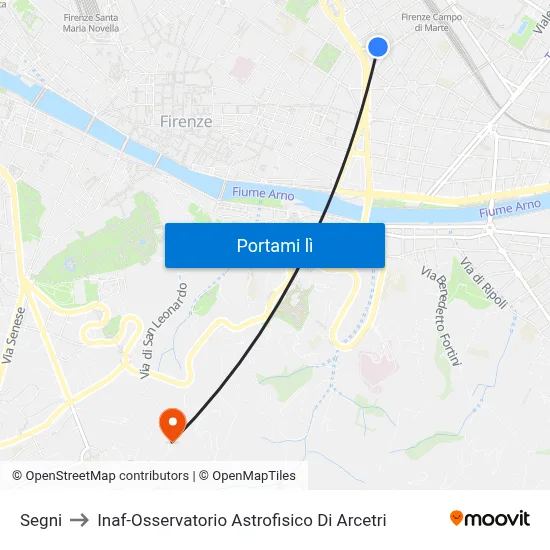 Segni to Inaf-Osservatorio Astrofisico Di Arcetri map