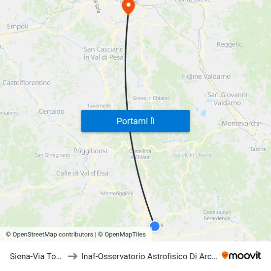 Siena-Via Tozzi to Inaf-Osservatorio Astrofisico Di Arcetri map