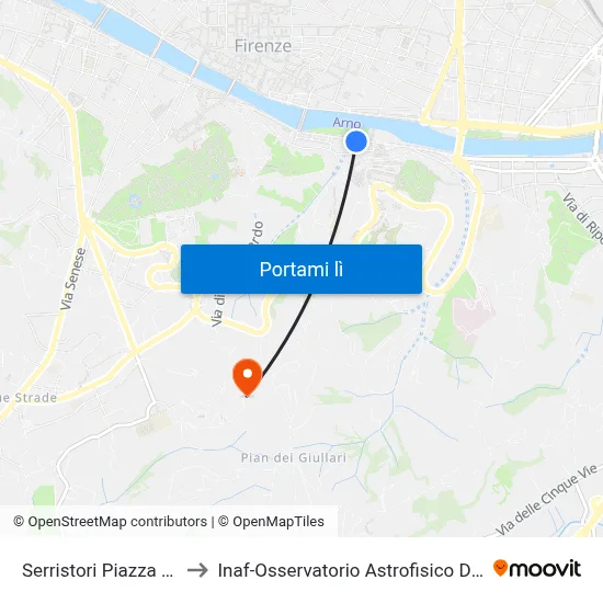 Serristori Piazza Poggi to Inaf-Osservatorio Astrofisico Di Arcetri map