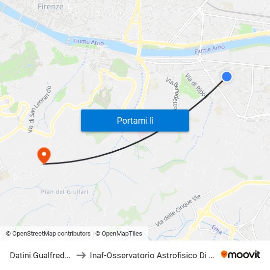 Datini Gualfredotto to Inaf-Osservatorio Astrofisico Di Arcetri map