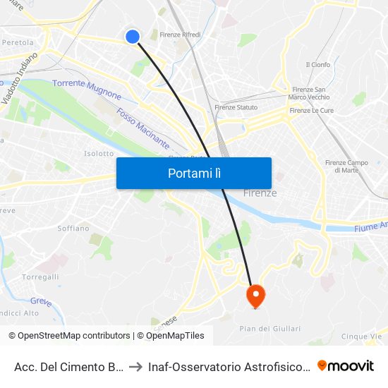Acc. Del Cimento Barsanti to Inaf-Osservatorio Astrofisico Di Arcetri map