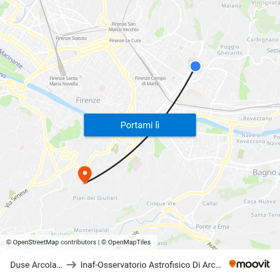 Duse Arcolaio to Inaf-Osservatorio Astrofisico Di Arcetri map