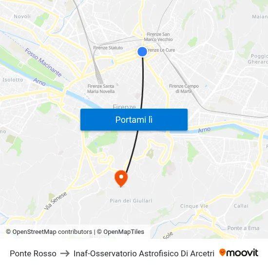 Ponte Rosso to Inaf-Osservatorio Astrofisico Di Arcetri map