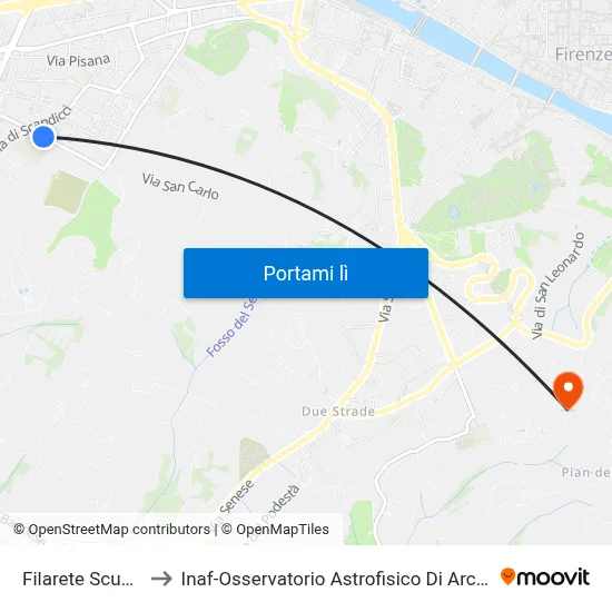 Filarete Scuole to Inaf-Osservatorio Astrofisico Di Arcetri map