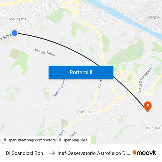 Di Scandicci Bonaiuto to Inaf-Osservatorio Astrofisico Di Arcetri map