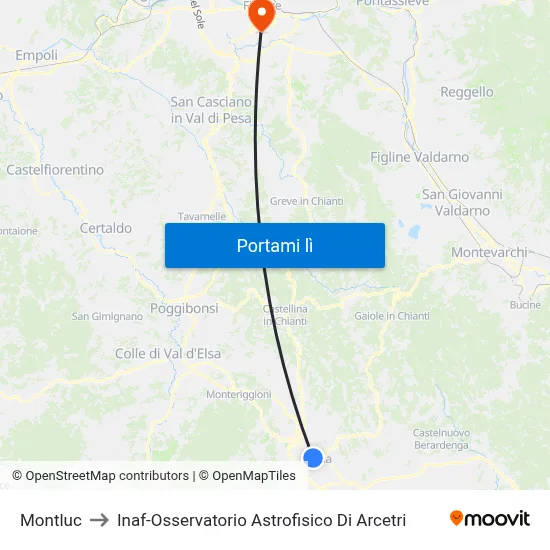 Montluc to Inaf-Osservatorio Astrofisico Di Arcetri map