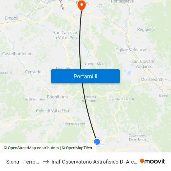 Siena - Ferrovia to Inaf-Osservatorio Astrofisico Di Arcetri map