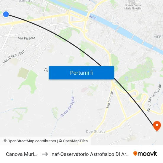Canova Muricce to Inaf-Osservatorio Astrofisico Di Arcetri map