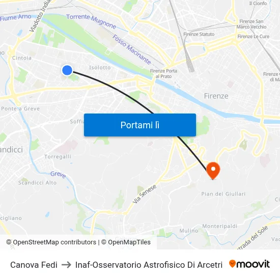 Canova Fedi to Inaf-Osservatorio Astrofisico Di Arcetri map