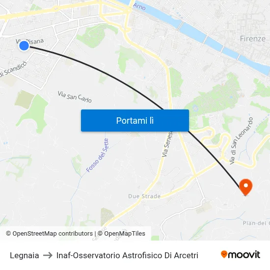 Legnaia to Inaf-Osservatorio Astrofisico Di Arcetri map