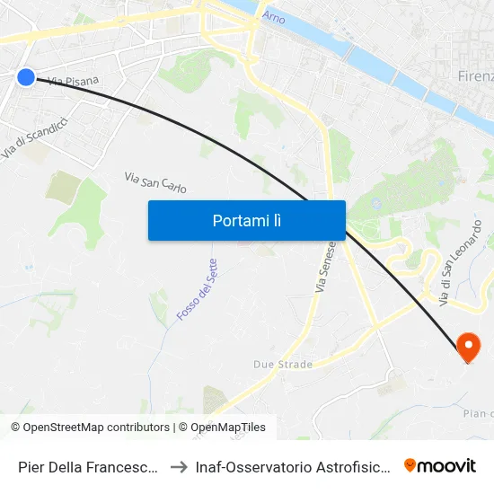 Pier Della Francesca Pisana to Inaf-Osservatorio Astrofisico Di Arcetri map