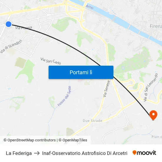 La Federiga to Inaf-Osservatorio Astrofisico Di Arcetri map