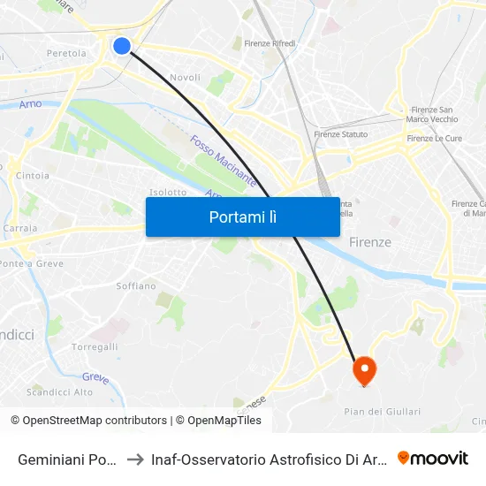 Geminiani Poste to Inaf-Osservatorio Astrofisico Di Arcetri map