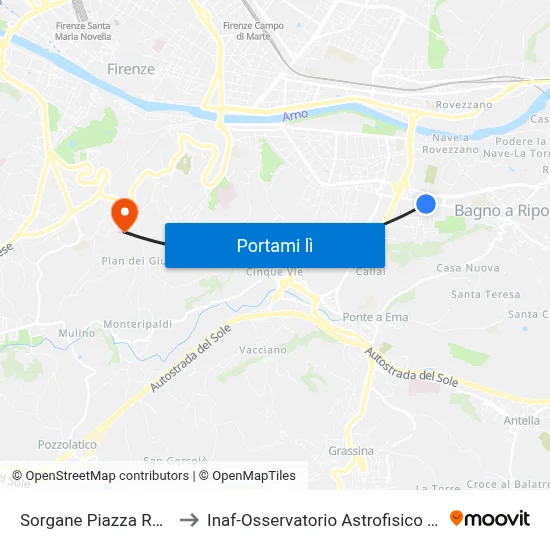 Sorgane Piazza Rodolico to Inaf-Osservatorio Astrofisico Di Arcetri map