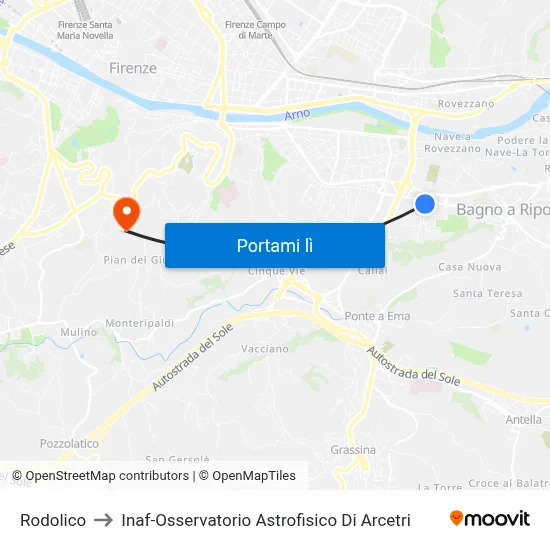 Rodolico to Inaf-Osservatorio Astrofisico Di Arcetri map