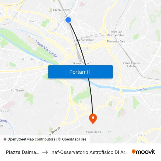 Piazza Dalmazia to Inaf-Osservatorio Astrofisico Di Arcetri map