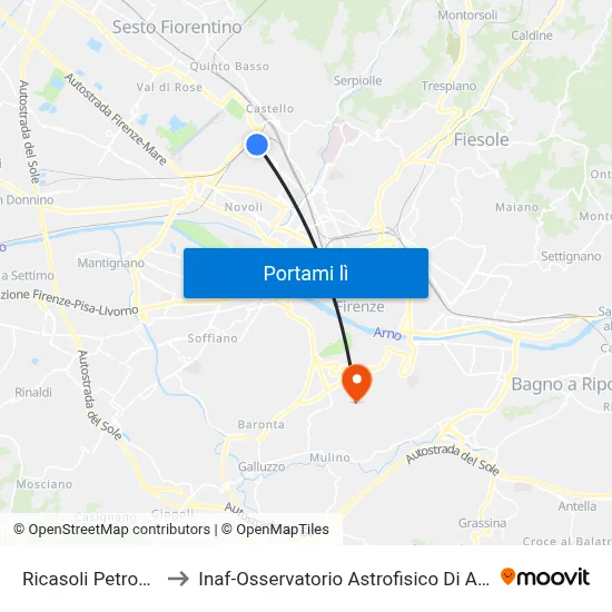 Ricasoli Petrocchi to Inaf-Osservatorio Astrofisico Di Arcetri map
