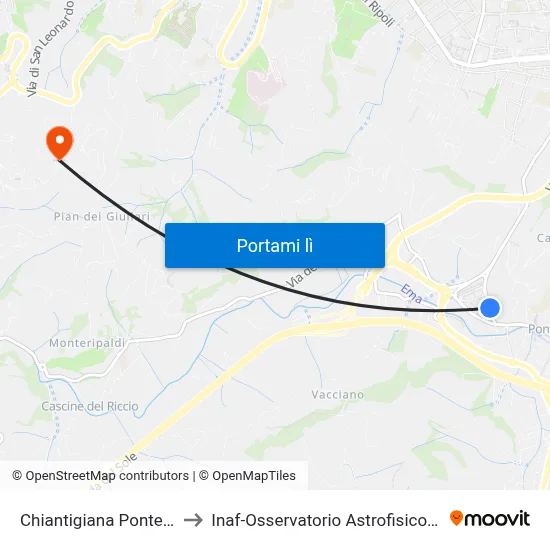 Chiantigiana Ponte A Ema to Inaf-Osservatorio Astrofisico Di Arcetri map