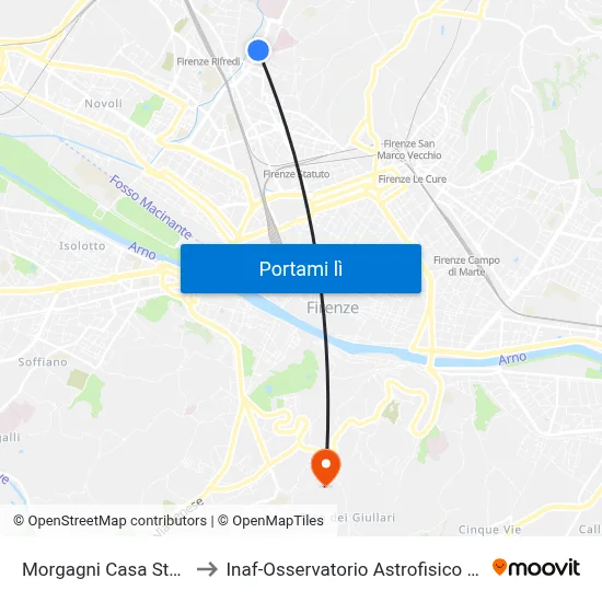 Morgagni Casa Studente to Inaf-Osservatorio Astrofisico Di Arcetri map