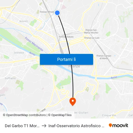 Del Garbo T1 Morgagni to Inaf-Osservatorio Astrofisico Di Arcetri map