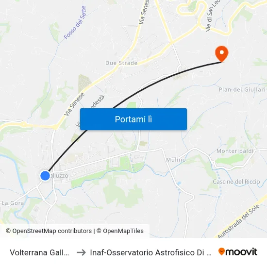 Volterrana Galluzzo to Inaf-Osservatorio Astrofisico Di Arcetri map
