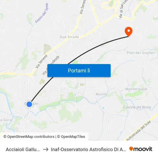 Acciaioli Galluzzo to Inaf-Osservatorio Astrofisico Di Arcetri map
