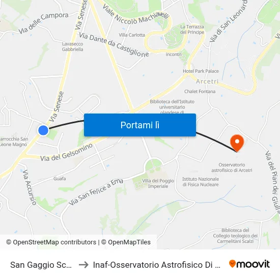 San Gaggio Scuole to Inaf-Osservatorio Astrofisico Di Arcetri map