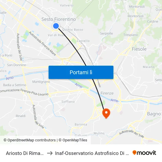 Ariosto Di Rimaggio to Inaf-Osservatorio Astrofisico Di Arcetri map