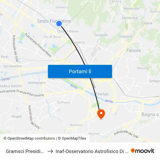 Gramsci Presidio Asl to Inaf-Osservatorio Astrofisico Di Arcetri map