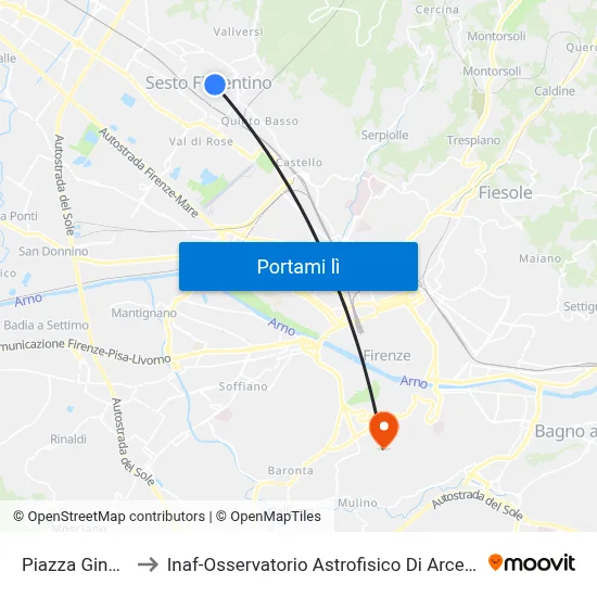 Piazza Ginori to Inaf-Osservatorio Astrofisico Di Arcetri map