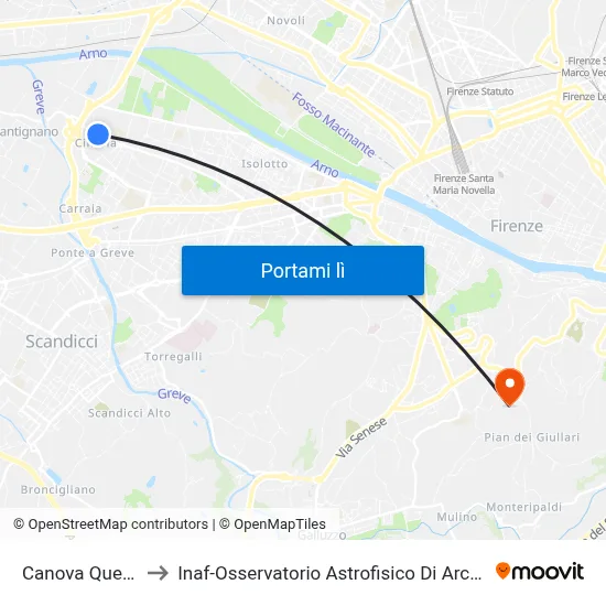 Canova Querci to Inaf-Osservatorio Astrofisico Di Arcetri map