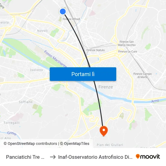 Panciatichi Tre Pietre to Inaf-Osservatorio Astrofisico Di Arcetri map