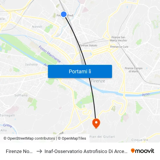 Firenze Nova to Inaf-Osservatorio Astrofisico Di Arcetri map